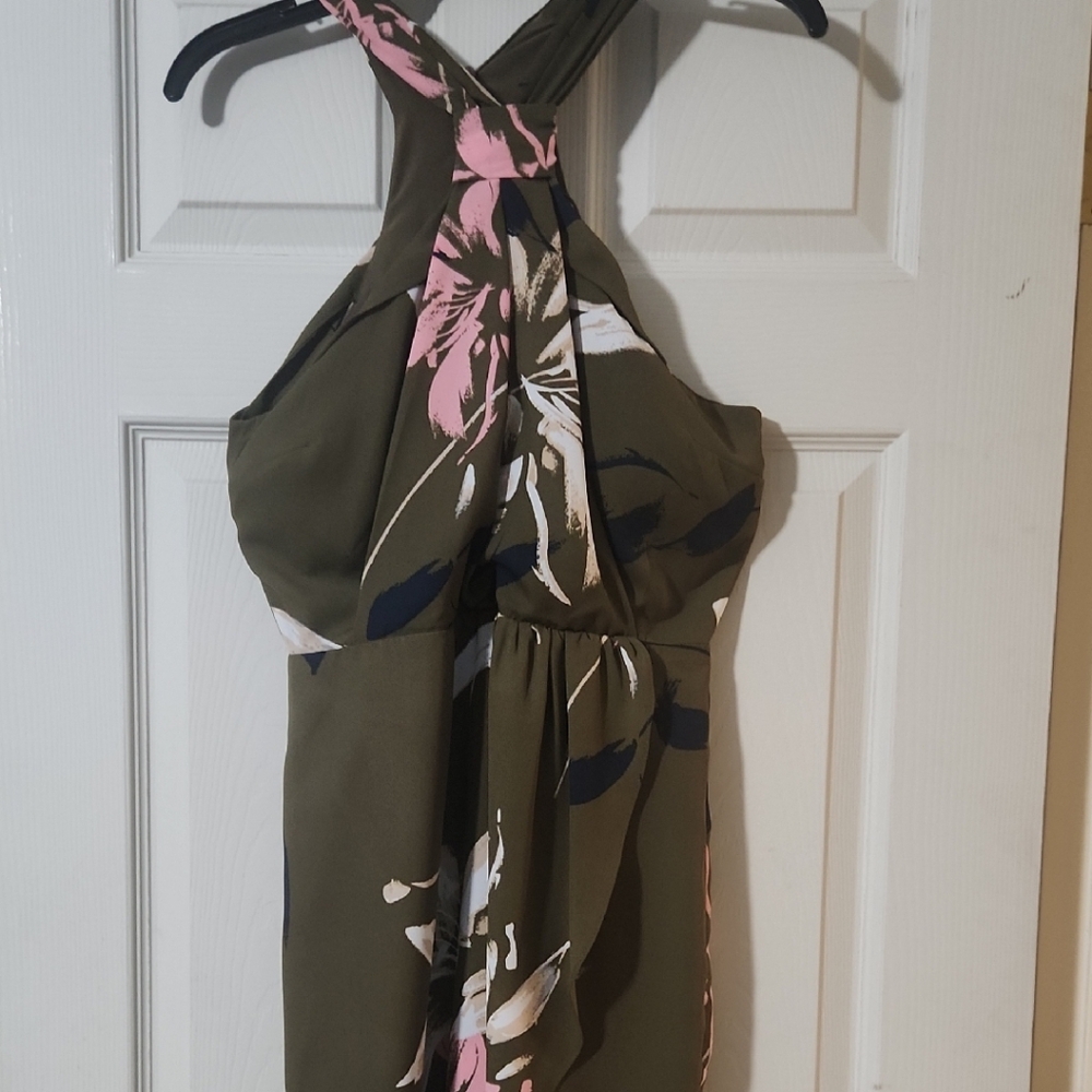 Halston Heritage Olive Floral Dress